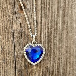 925 Silver Heart of the Sea Titanic Necklace Blue Heart